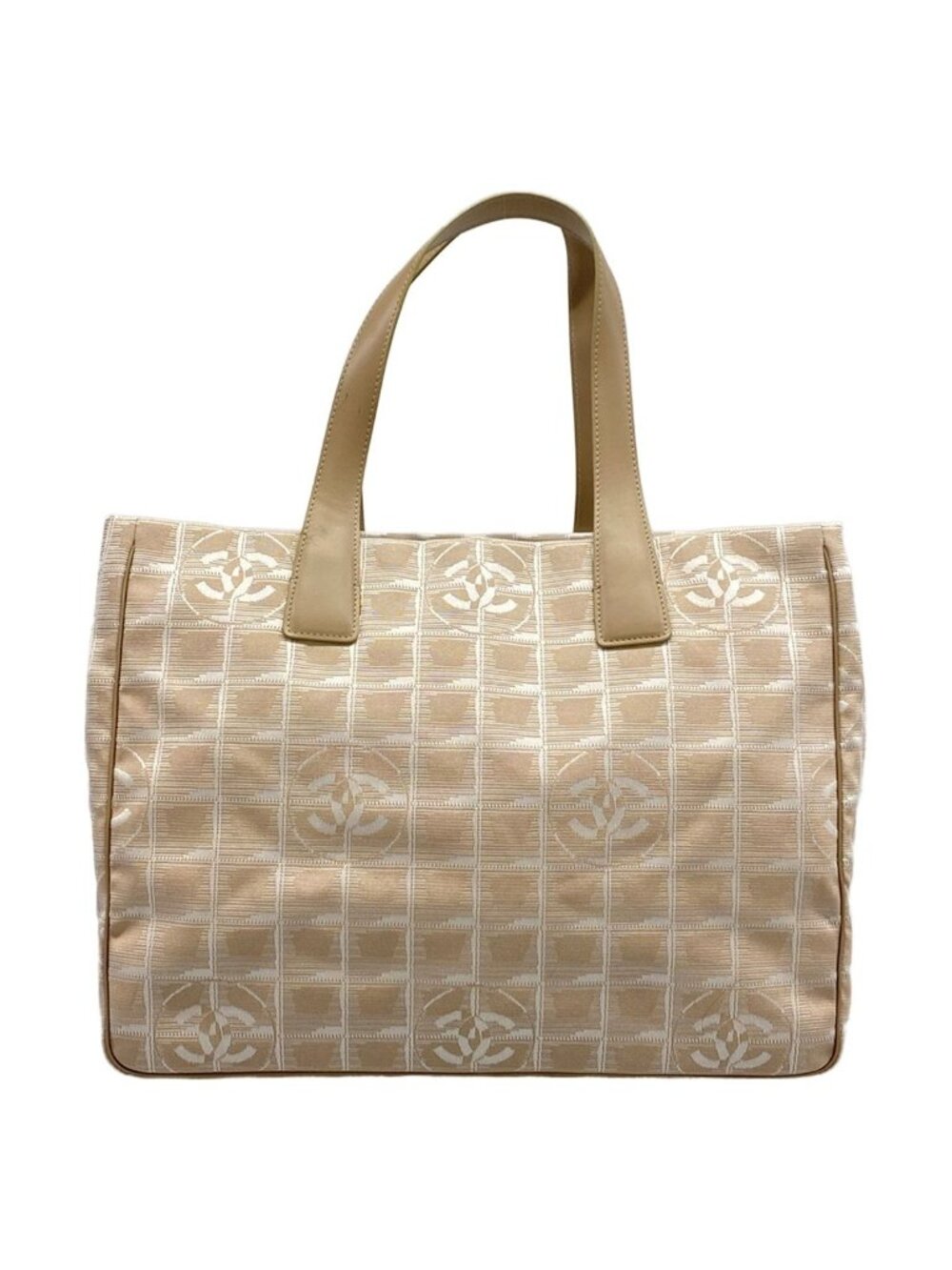 Chanel Tote Bag New Travel Line MM Beige White Leather